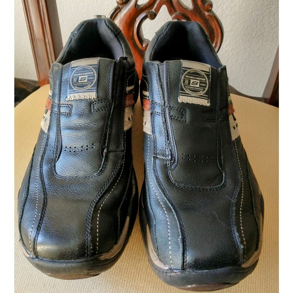 Skechers Shoe Mens Size 10 Black Leather Relaxed Fit Loafer Slip On Sneakers - Picture 6 of 7